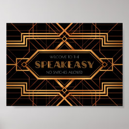 Póster Bienvenidos al Rótulo Fiesta Speakeasy