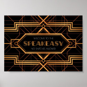 Póster Bienvenidos al Rótulo Fiesta Speakeasy