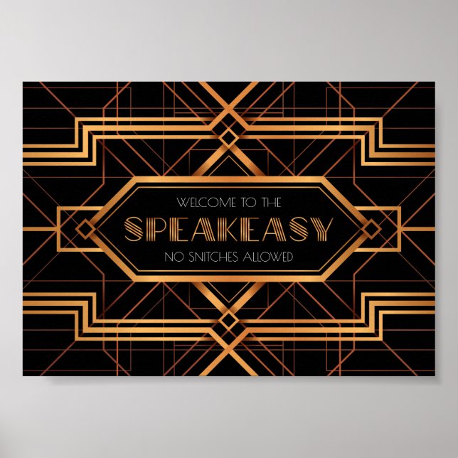 Póster Bienvenidos al Rótulo Fiesta Speakeasy (Frente)