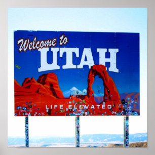 Póster Bienvenidos al Rótulo Utah