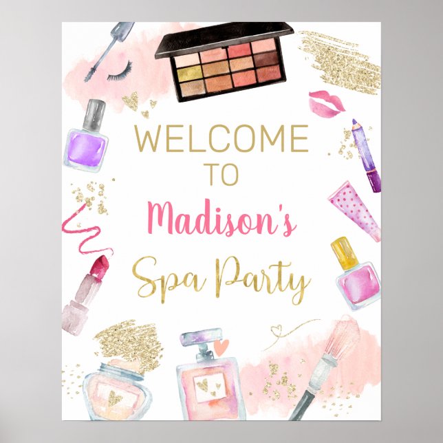 Póster Bienvenidos al spa Glitz & Glam Pink Gold (Frente)