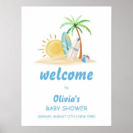 Póster Bienvenidos al Surf Sunshine Beach Palm Tree Baby