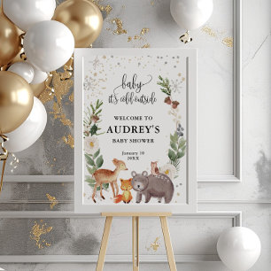 Póster Bienvenidos animales de invierno de Woodland bebé