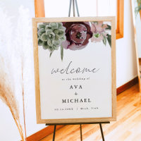 Bienvenidos AVA Boho Burgundy Floral Succulum Boda