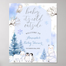 Póster Bienvenidos Baby Shower a los árboles de copas de