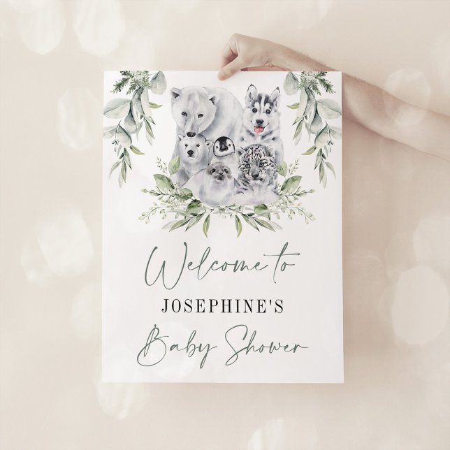 Póster Bienvenidos Baby Shower Neutral para Animales Árti (Subido por el creador)