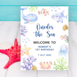 Póster BIENVENIDOS BAJO EL MAR primera fiesta de cumpleañ