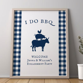 Póster Bienvenidos BBQ Casa Rústica Cuadro Azul Marino Bi
