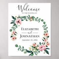 Bienvenidos Boda Rótulo Floral Greenery Wreath