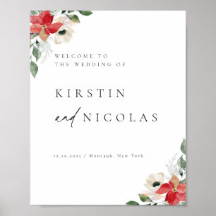 Póster Bienvenidos Bodas Botánicos Florales en Invierno d