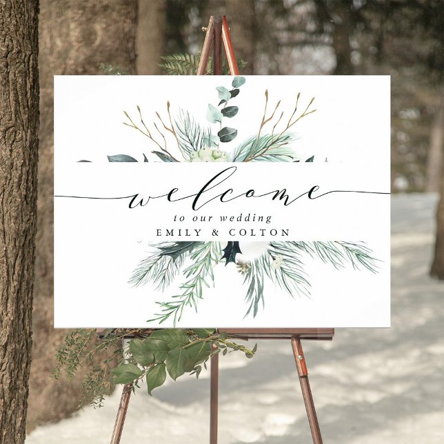 Póster Bienvenidos Bodas de Bouquet Evergreen & Cotton Fl (Subido por el creador)