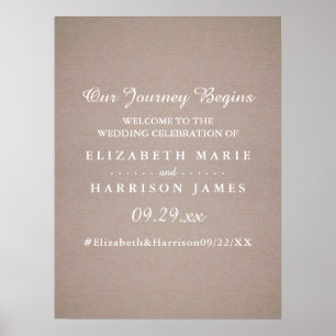 Póster Bienvenidos Bodas de Rustic Country Kraft
