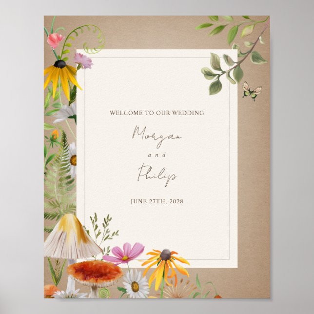 Póster Bienvenidos Bodas de Woodland Elegant Forest Cards (Frente)