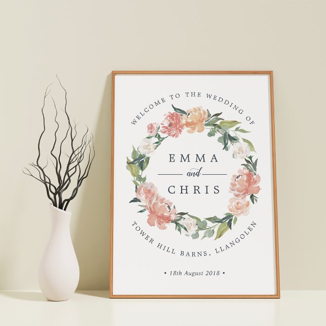 Póster Bienvenidos Bodas de Wreath floral de verano medio (Subido por el creador)