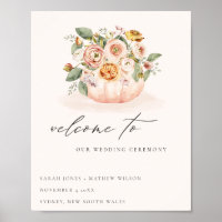 Bienvenidos Bodas Florales de Calabaza Blanca Rosa