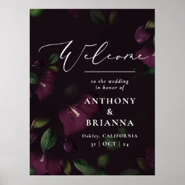 Póster Bienvenidos bodas Moody Purple Boom de 18 x 24 pul