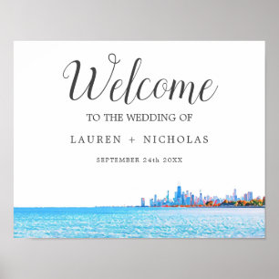 Póster Bienvenidos Bodas personalizados de la línea aérea