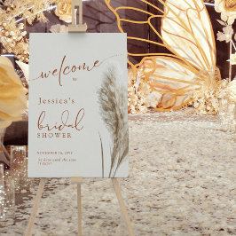 Póster Bienvenidos Boho Fluffy Pampas Grass Bridal Shower