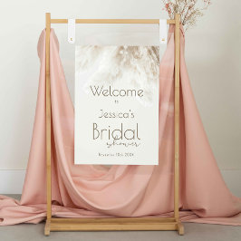 Póster Bienvenidos Boho Fluffy Pampas Grass Bridal Shower