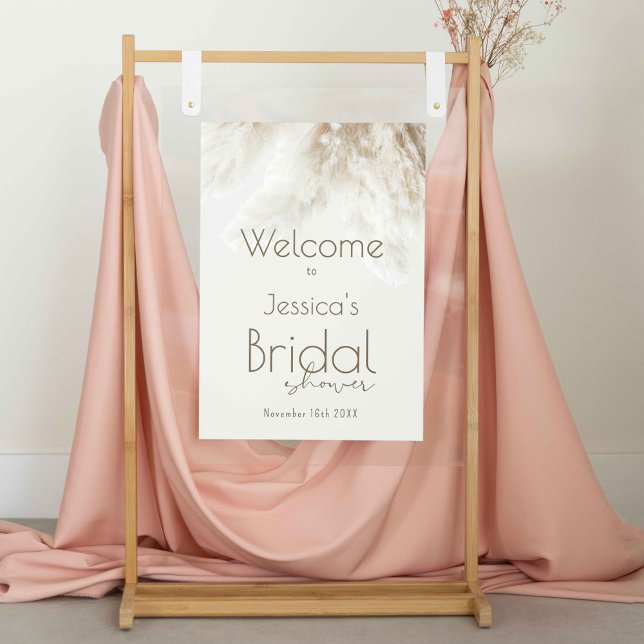 Póster Bienvenidos Boho Fluffy Pampas Grass Bridal Shower (Subido por el creador)