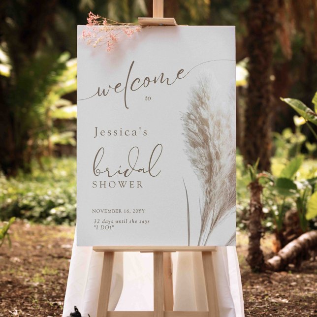Póster Bienvenidos Boho Fluffy Pampas Grass Bridal Shower (Subido por el creador)