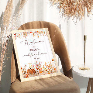 Póster Bienvenidos Boho Little Pumpkin Fall Wildflowers
