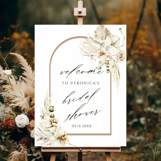 Póster Bienvenidos Boho Pampas Grass Orchid Bridal Shower (Subido por el creador)
