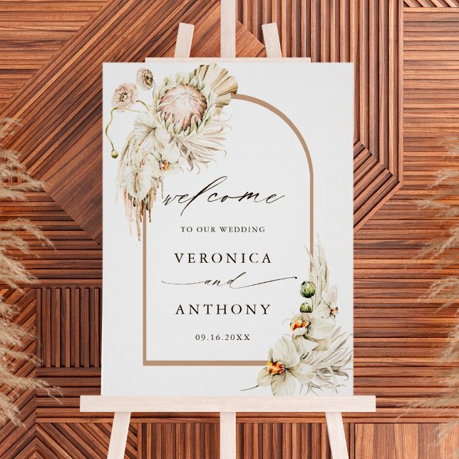 Póster Bienvenidos Boho Protea Pampas Boda Grass Floral (Subido por el creador)