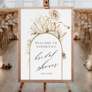 Póster Bienvenidos Boho Protea Pampas Grass Bridal Shower
