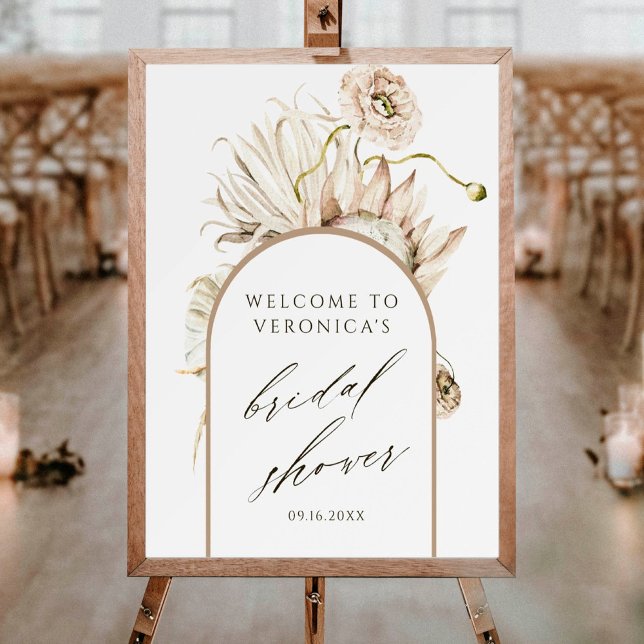 Póster Bienvenidos Boho Protea Pampas Grass Bridal Shower (Subido por el creador)