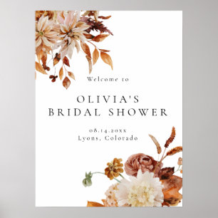 Póster Bienvenidos Boho Terracotta Fall Floral Bridal Sho