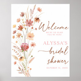 Póster Bienvenidos Boho Terracotta Wildflower Bridal Show