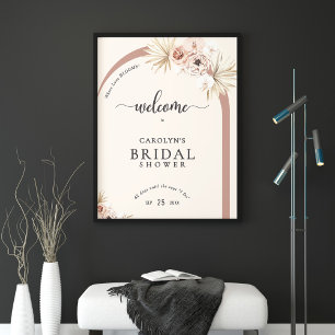 Póster Bienvenidos Boho Watercolor Floral Arch Bridal Sho