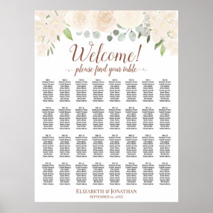 Póster ¡Bienvenidos! Carta de Asientos Floral Melocotón P