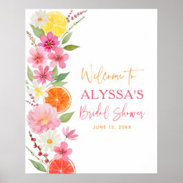Póster Bienvenidos Citrus Floral Lemon Naranja Bridal Sho