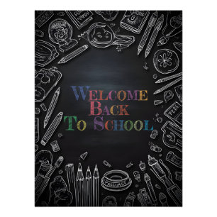 Póster Bienvenidos de nuevo a la escuela – Nuevo año esco