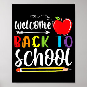 Póster Bienvenidos de nuevo a la escuela primer día de cl