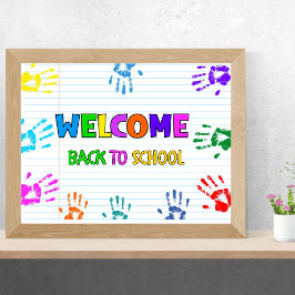 Póster Bienvenidos de nuevo a la escuela primer día de cl