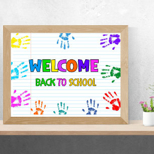 Póster Bienvenidos de nuevo a la escuela primer día de cl