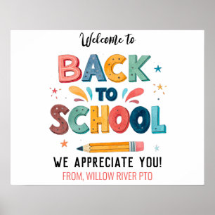 Póster Bienvenidos de vuelta a la escuela - Aula brillant