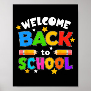 Póster Bienvenidos de vuelta a la escuela divertido profe