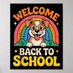 Póster Bienvenidos de vuelta a la escuela Perro lindo Niñ