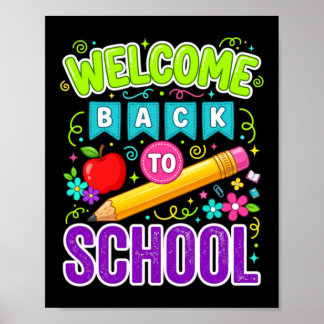 Póster Bienvenidos de vuelta a la escuela primer día de c