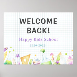 Póster bienvenidos de vuelta a los niños de kindergarten