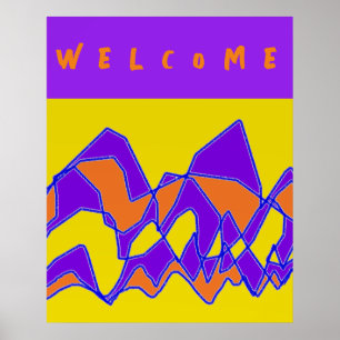 PÓSTER BIENVENIDOS DISEÑADOS PARA USTED PURPLE Y MUSTARD