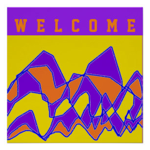 PÓSTER BIENVENIDOS DISEÑADOS PARA USTED PURPLE Y MUSTARD