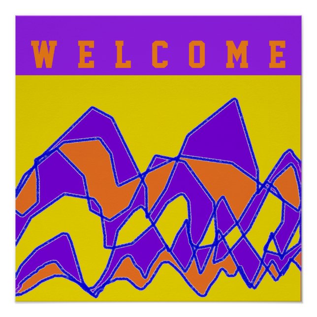 PÓSTER BIENVENIDOS DISEÑADOS PARA USTED PURPLE Y MUSTARD (Anverso)