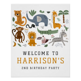 Póster Bienvenidos dos salvajes animales de Safari en el 