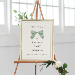 Póster Bienvenidos Elegantes Baby Shower Bow De Sage Lige