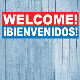 Póster Bienvenidos English Spanish Banner de bienvenida